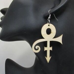 Prince Symbol Wood Earrings Love Symbol Purple Rain Crafts‎ Painting 2.5in